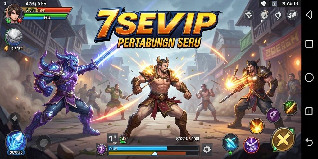 Menampilkan pertarungan intens antara karakter dalam 7SVIP.