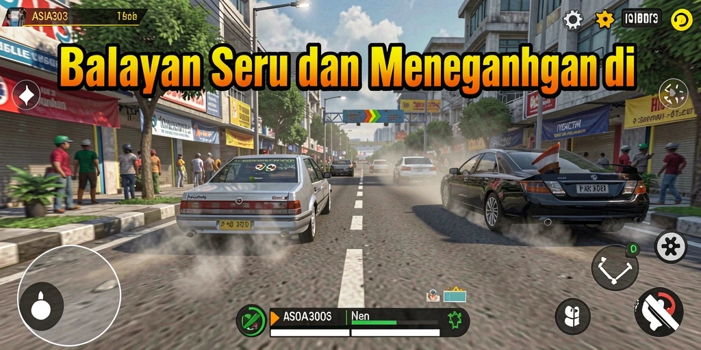 Screenshot gameplay ASIA303 dengan mobil balap beraksi di trek menantang.
