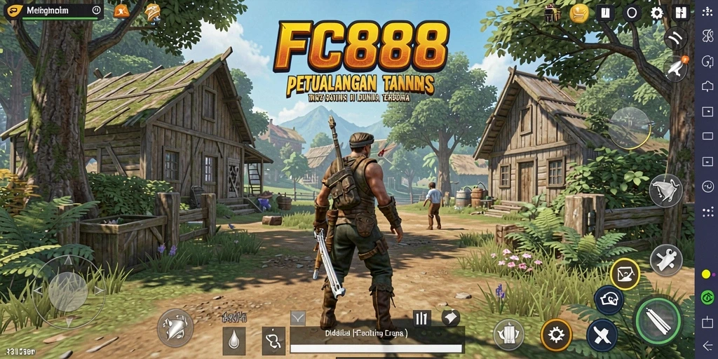 Screenshot gameplay FC888 menunjukkan eksplorasi dunia terbuka yang menarik.