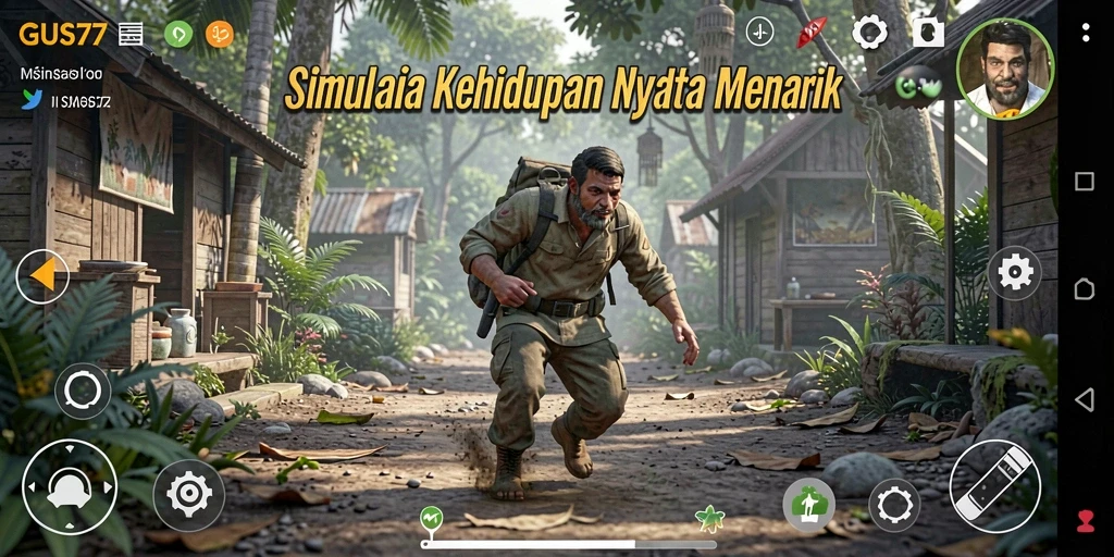 Tampilan gameplay GUS77 menunjukkan interaksi karakter dan lingkungan yang mendetail.