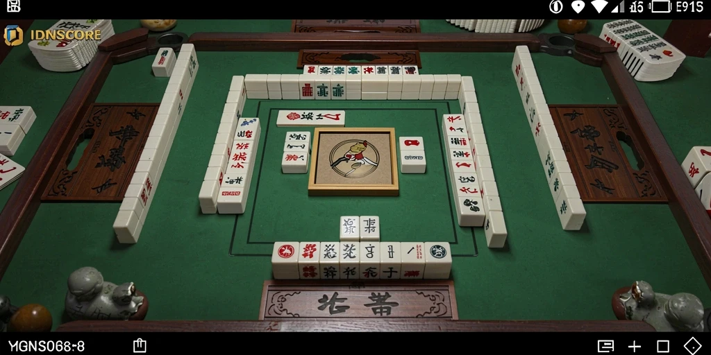 Tampilan screenshot gameplay IDNSCORE menampilkan momen seru permainan Mahjong.