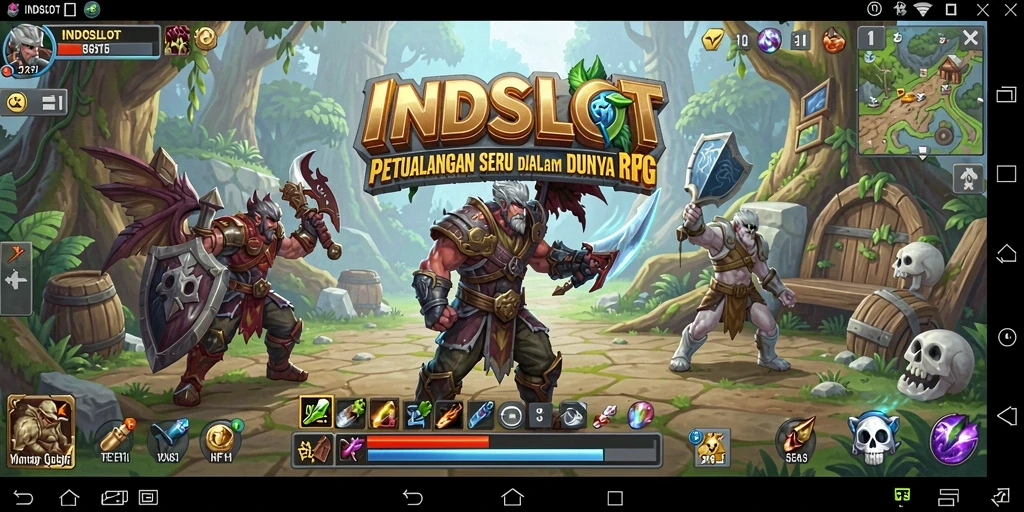 Tangkapan layar gameplay INDSLOT menampilkan pertarungan epik dalam dunia RPG.