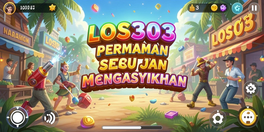 Screenshot gameplay penuh warna dari LOS303 yang menampilkan tantangan Arcade.