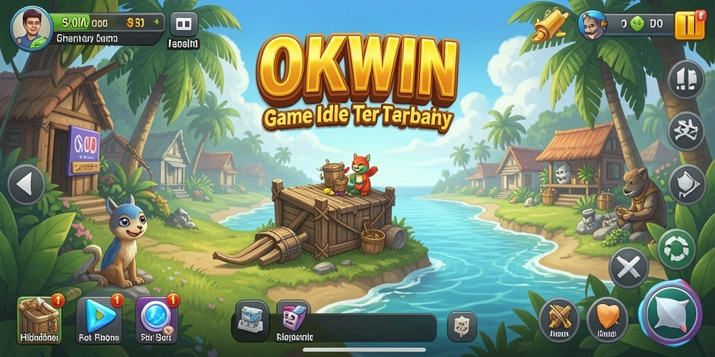 Tampilan gameplay OKWIN yang sederhana dan menarik dengan elemen Idle.