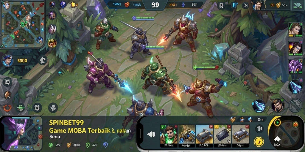 Tampilan menarik dari gameplay SPINBET99 dalam pertempuran MOBA.