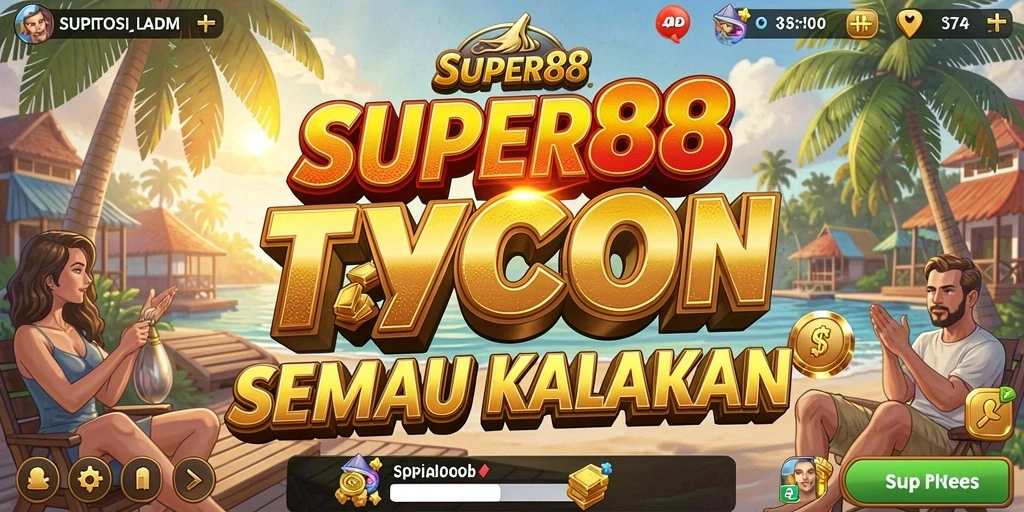 Screenshot SUPER88 menampilkan pemain sedang mengelola bisnis Tycoon dengan antusiasme.