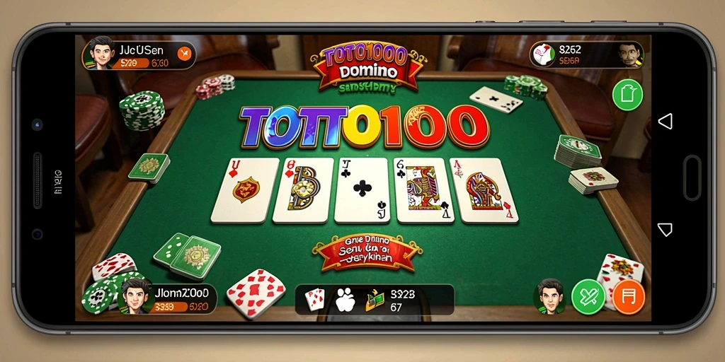 Screenshot gameplay TOTO1000 menampilkan aksi seru permainan domino.
